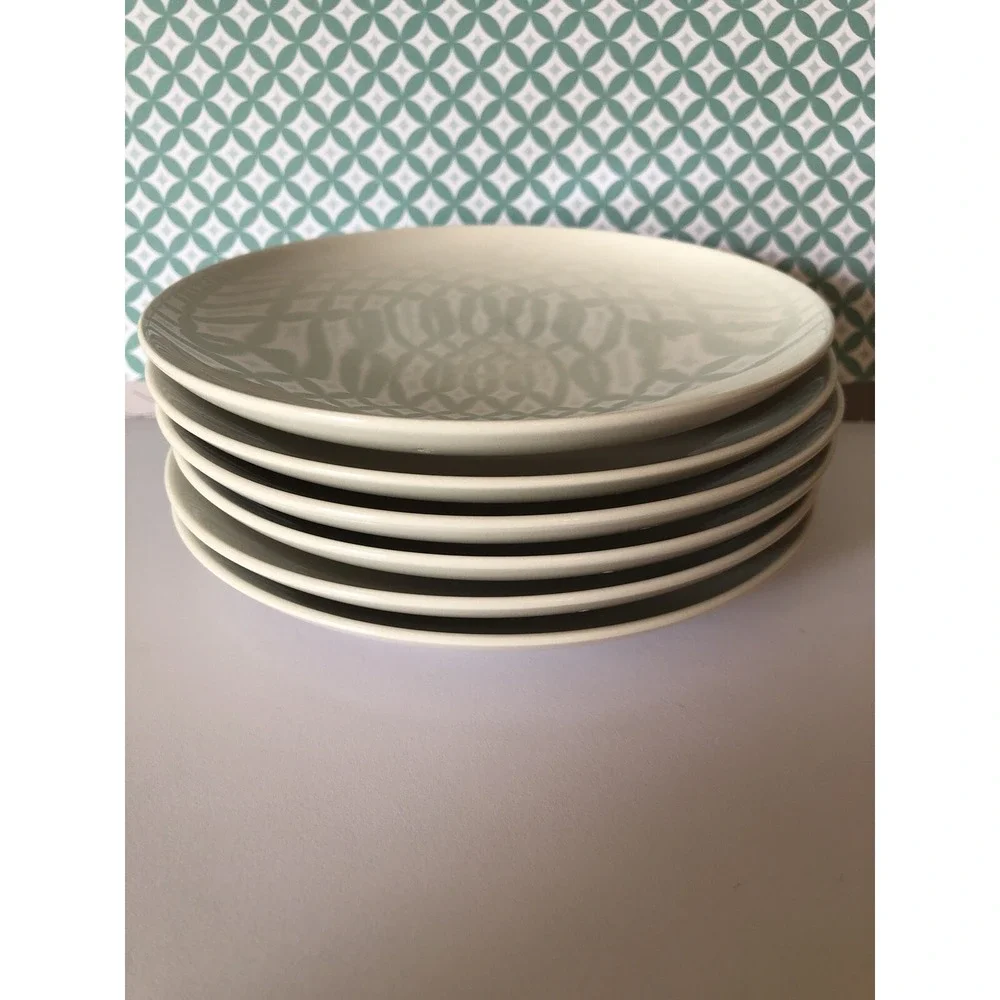 Midcentury Modern Franciscan China Cloud Nine‎ White Bread Plates Set of Six Vtg